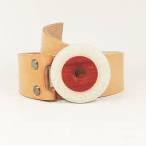 pánský/dámský kožený pásek s betonovo-dřevěnou přezkou